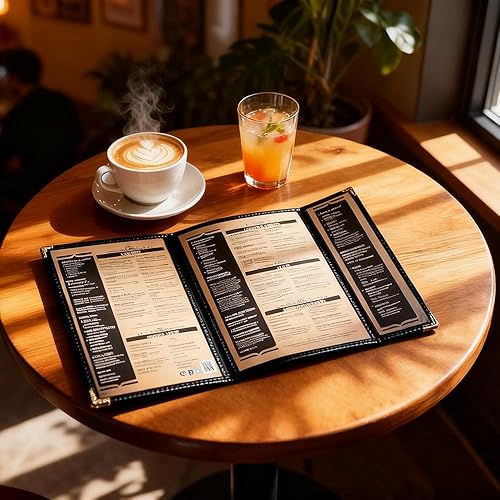 Miniatura 121 de Goodsmart - Fundas para menú de restaurante, paquete de 25 unidades, color negro, 2 vistas, soportes para menú de carga superior, cubiertas