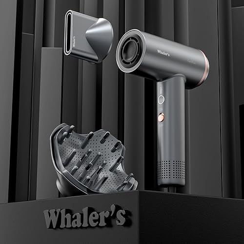 WHALER'S Secador de pelo profesional iónico de 1400 W, secado rápido, 4 ajustes de velocidadcalor y disparo frío, voltaje dual para viajes, incluye