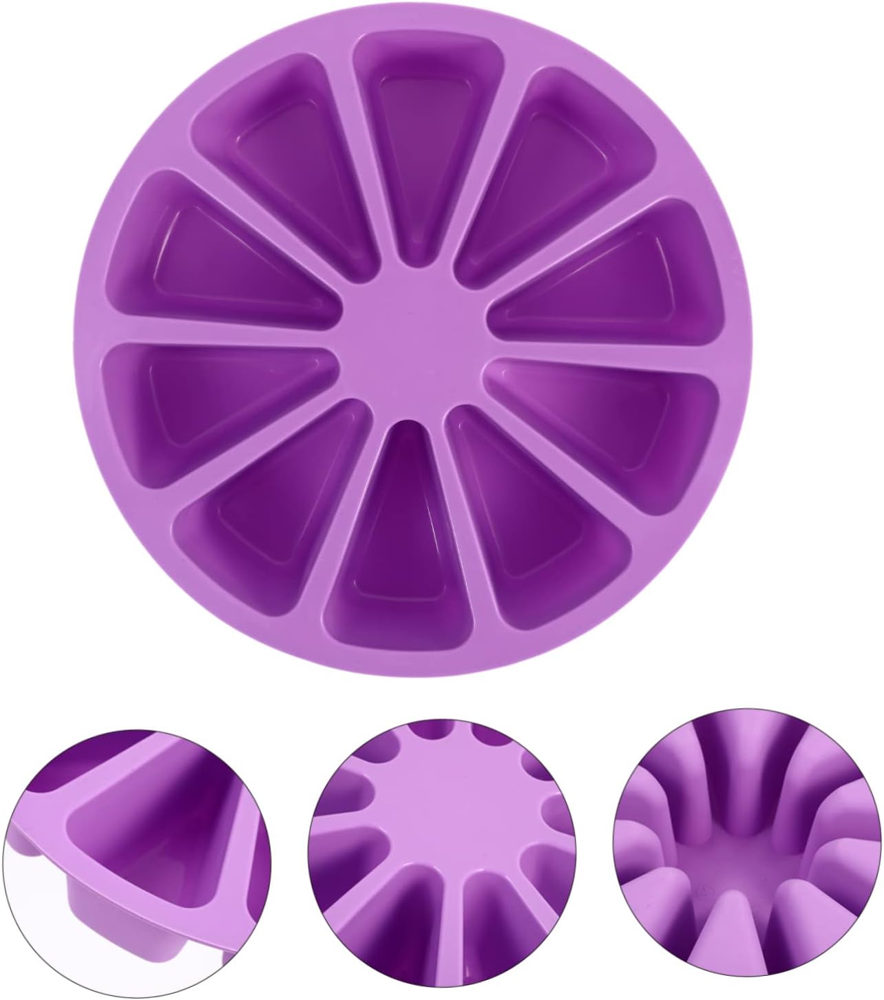10 Portion Triangle Silicone Cake Molds Baking Shapes for Mousse Scones and More