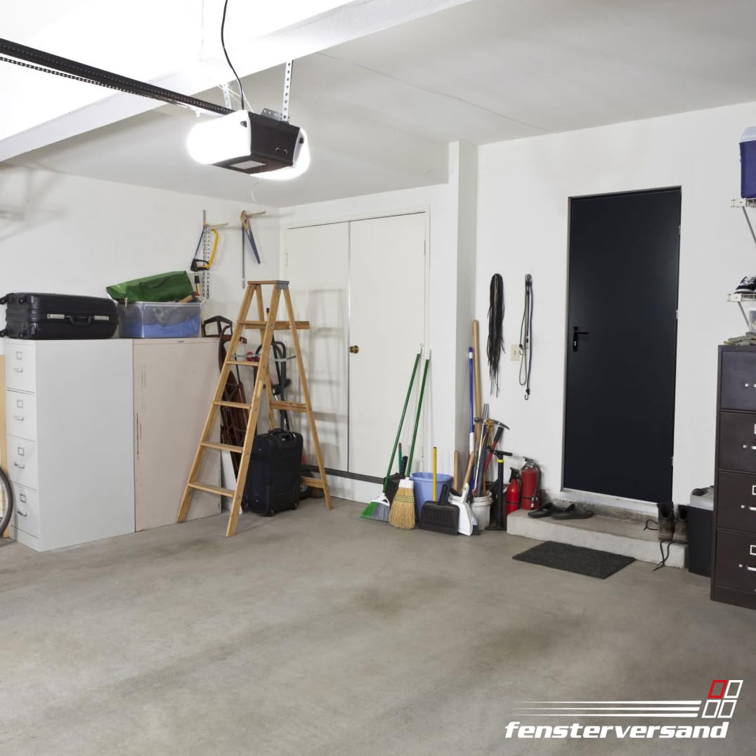 FENSTERVERSAND - Nebeneingangstür nach außen öffnend Stahl, Eingangstür, Nebeneingangstür Anthrazit, Kellertür, Haustüren Eingangstüren, BxH: 770x2010 mm DIN rechts, Türklinke innen, außen