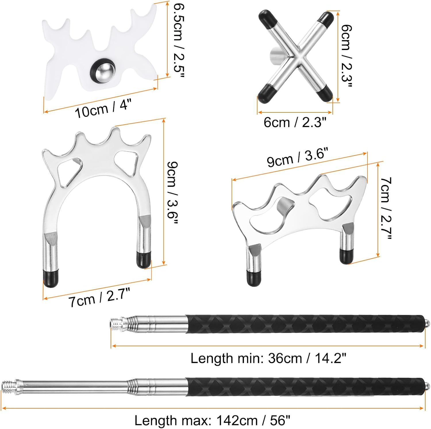 PATIKIL Retractable Billiards Cue Stick Bridge, Pool Cue Accessory with Removable Metal Low/High/Cross Bridge Head for Table Competition