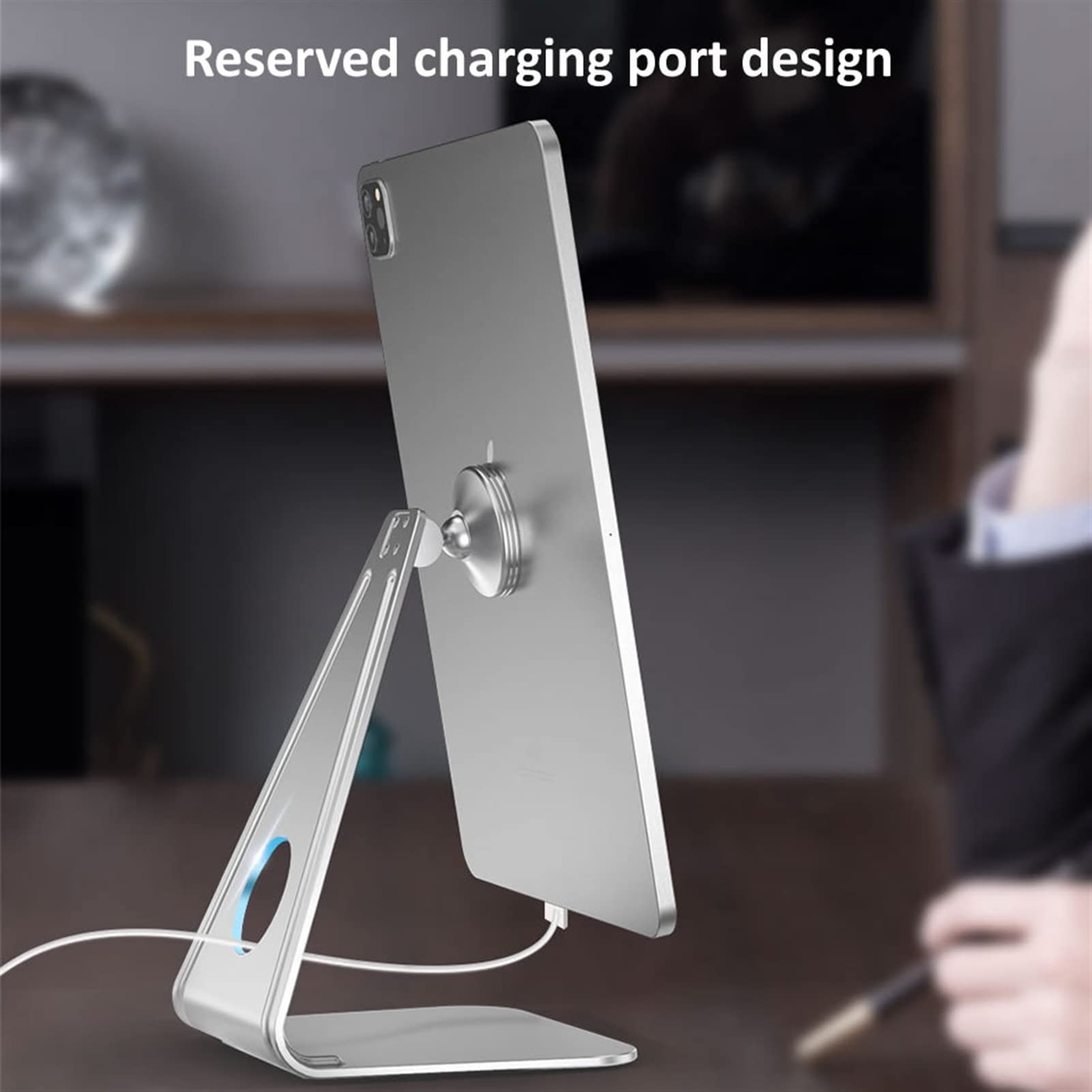 Supporto per Tablet Supporto for tablet, supporto for tablet magnetico desktop universale, supporto tablet in alluminio regolabile multi-angolo for tablet e telefoni entro 12,9 pollici Porta Tablet