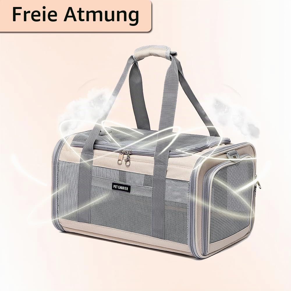 Von Fluggesellschaften zugelassene Haustiertragetasche für Katzen und kleine Hunde, atmungsaktives und faltbares Design, tragbare Reisetasche für Bartagamen, Welpen, Tierhängetasche