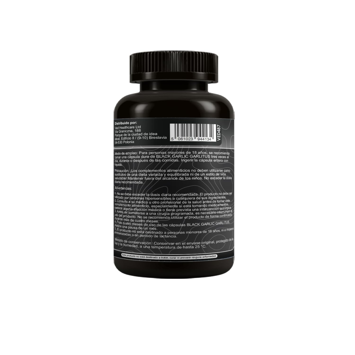 VED GarliTus, 90 Kapseln, fermentiertes und geruchloses Nahrungsergänzungsmittel mit schwarzem Knoblauch, Ceylon-Zimtrinde, ALA, Zink, Vitamin B6, B1, B9, gentechnikfrei, halal, 3 Kapseln pro Tag.