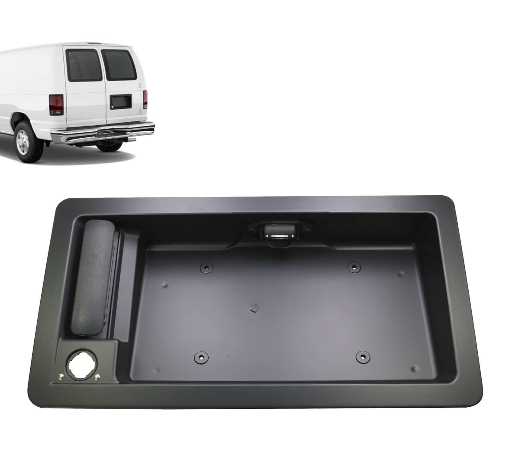 Exterior Door Handle Rear Right Cargo Door 1992-2007 Compatible with Ford Van E150 E250 E350 E450 Econoline Van License Plate Tag Bracket Holder Housing Outside Handle Outer