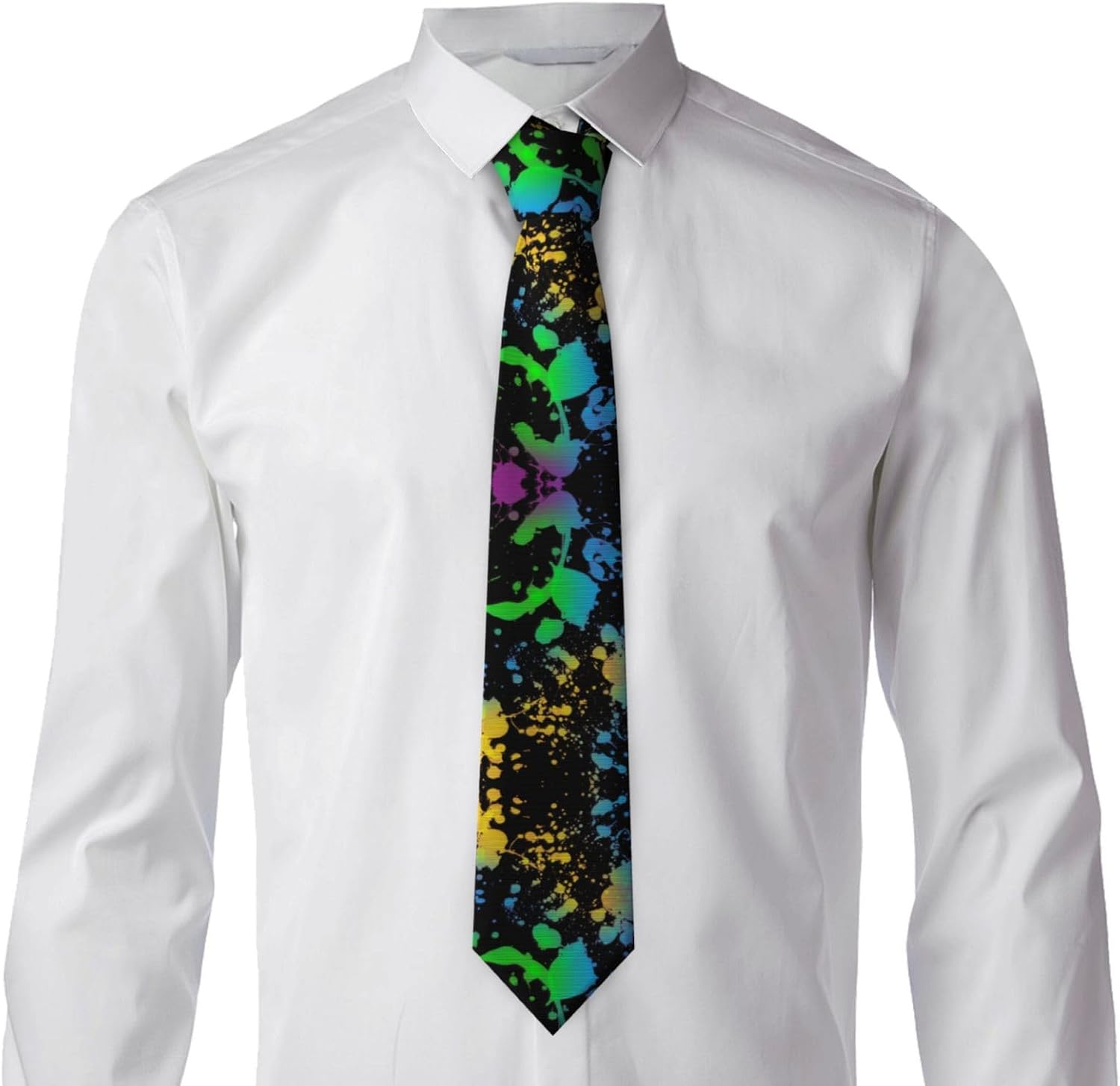 Glow in Dark Splatter Neon Ties for Men Business Neck Ties Fashion Neckwear Novelty Casual Neckties Festival Outfits Accessory