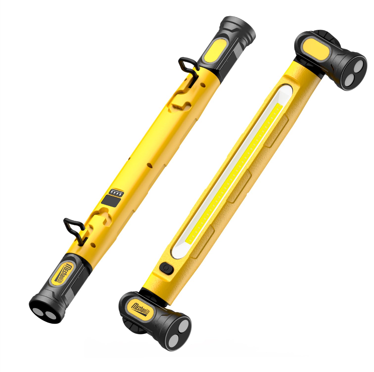 Werkstattlampe 3000LM mit 3 Farbtemperaturen,Arbeitsleuchte Led Akku mit Magnet & Haken, 5200mAh USB-C Schnellladung, IP54 Wasserdicht für Auto-Reparatur, Camping, Baustelle, Garage (Gelb)
