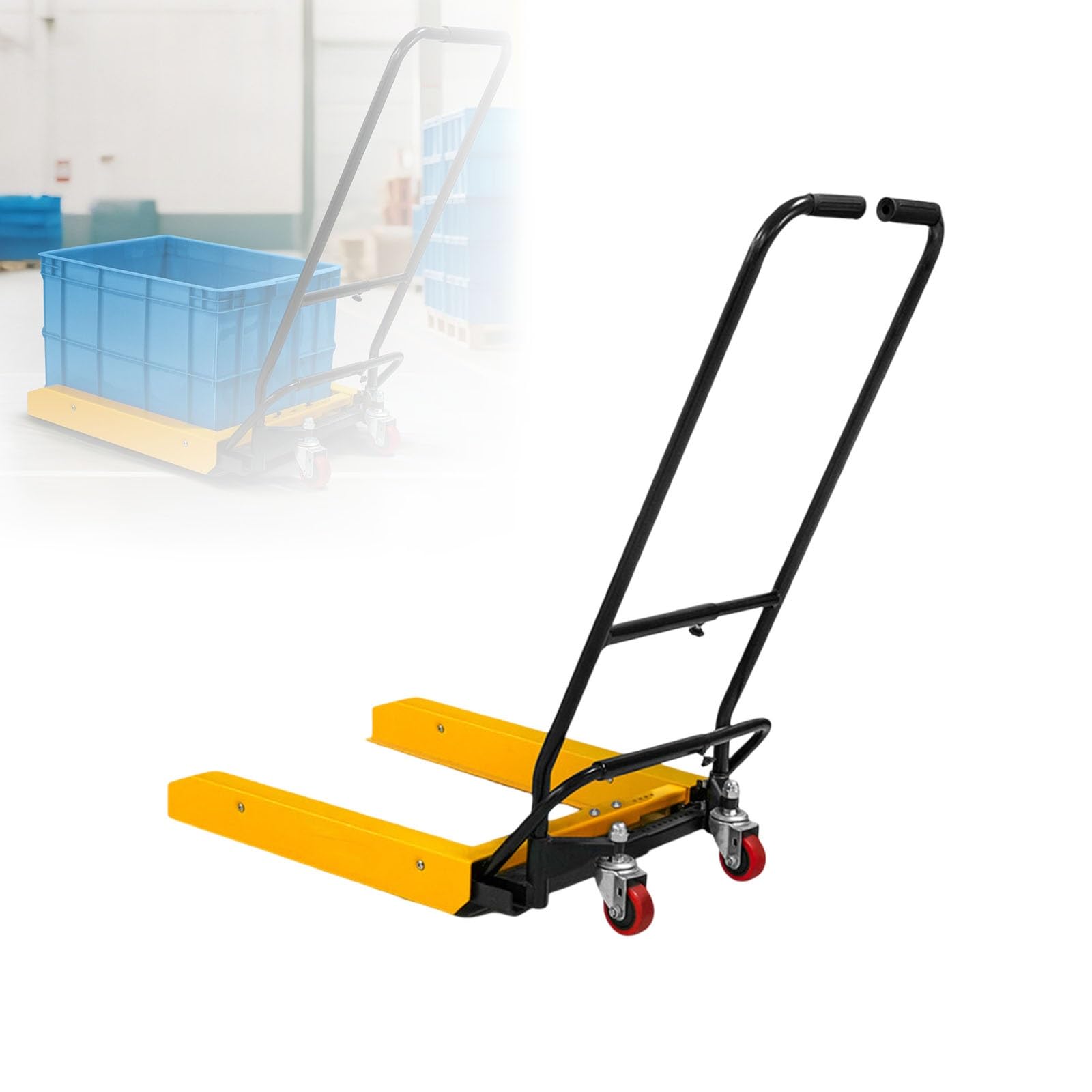 Pallet Jack Truck 550 lbs Capacity, Foot-operated lift design, Heavy Duty Manual Pallet Truck with Non-Marking PU Wheels for Narrow Aisles Warehouse, Workshops(Yellow,L-80cm)