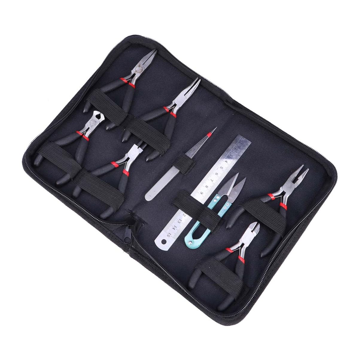 9piezas Mini Juego De Alicates Para Joyería Punta Plana y Redonda Larga Para Hacer Joyas Chapadas Casa