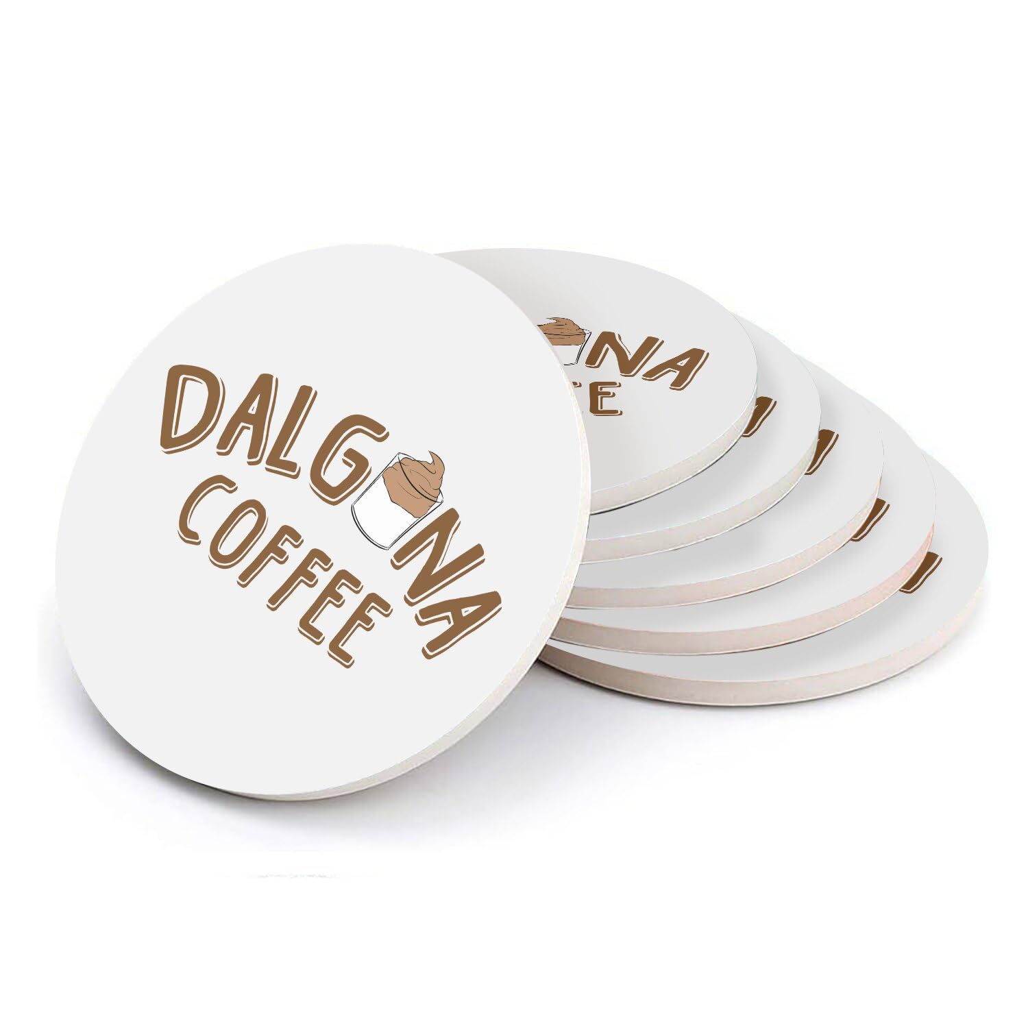 Sous verre ronds en céramique Dalgona Coffee dessous de verre table salon lot de 6