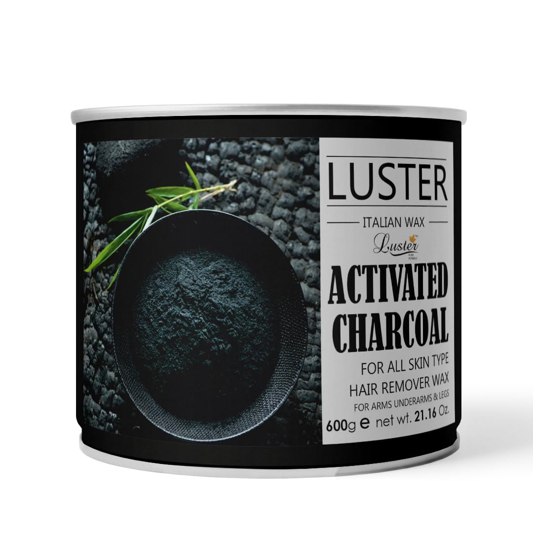 Luster Activated Charcoal Hair Removal Hot Wax | For Face, Upper Lips, Underarms, Arms, Legs, Bikini Line and Full Body | For Men & Women | Activated Carbon Powder | Paraben & Sulphate Free (600 gm)-image-44