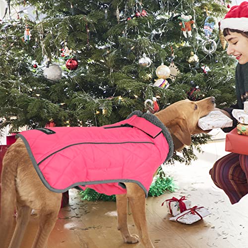 Image of Fragralley Dog Coat Medium, Waterproof Dog Jacket with Warm Fleece Lining, Adjustable Reflective Dogs Winter Coat, Turtleneck Pet Coats for Cold Weather (Pink M)