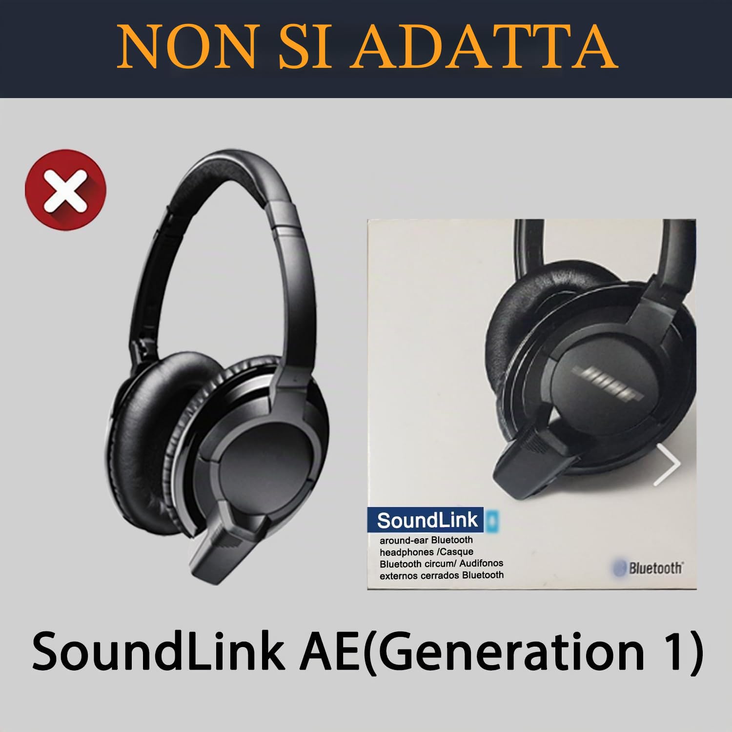 SOULWIT Cuscinetti Auricolari + Archetto + Silicone Protezioni Copri per Cuscinetti Cuffie, Ricambio Kit per Bose SoundLink Around-Ear II (Sound Link AE2/Model BA2) Over-Ear Cuffie