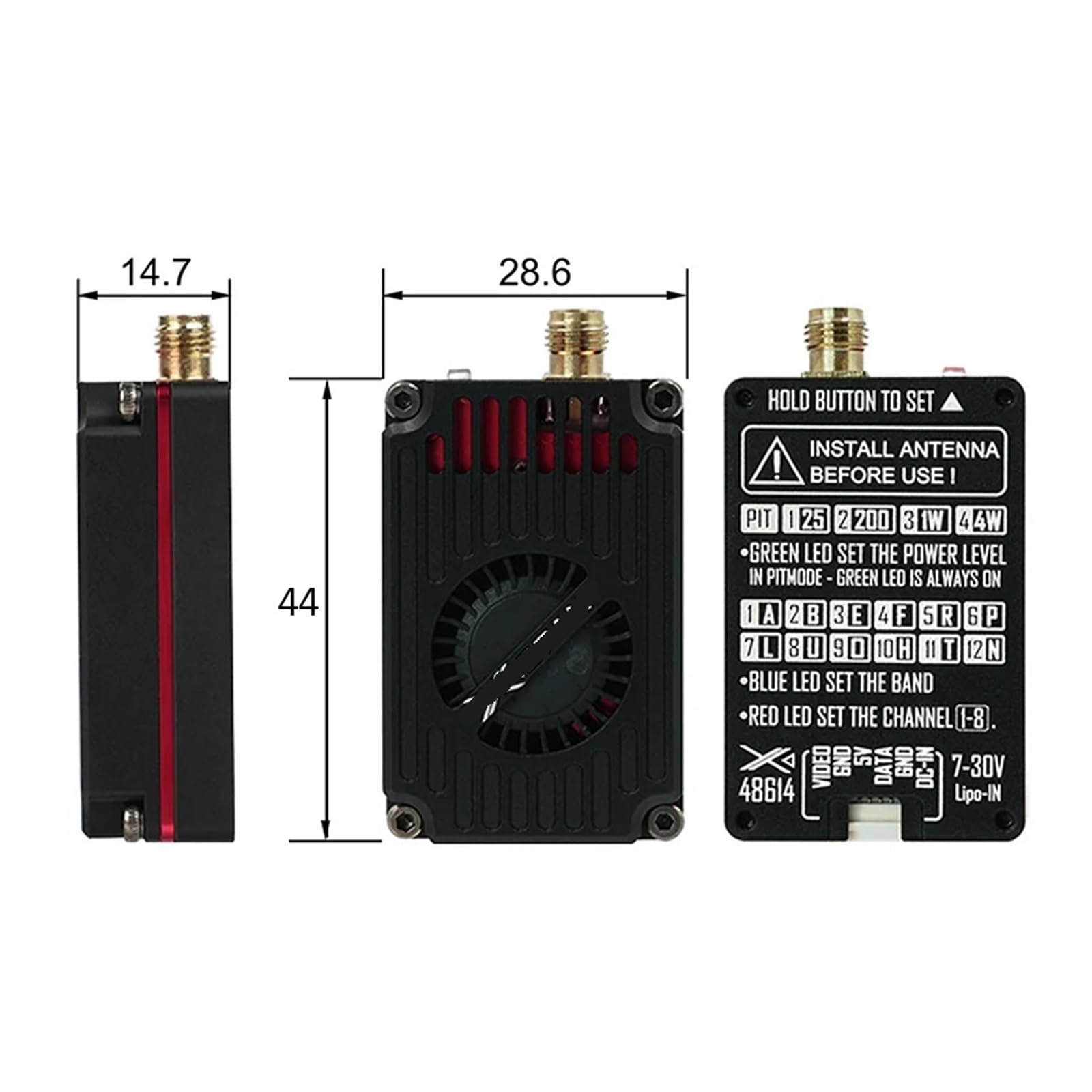 FPV 4.8-6.1G 4W / 6.1-7.2G 3W Broadband Vtx Video Transmitter