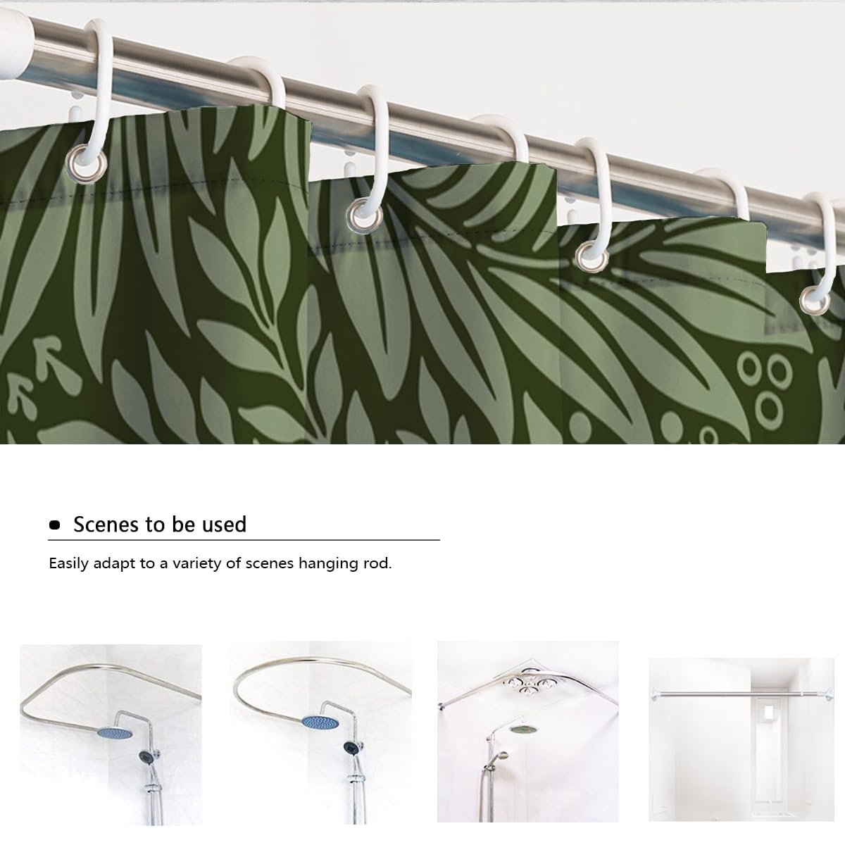 Cortina de Ducha Estilo Morris Maravilla Verde Oscuro 150x180cm