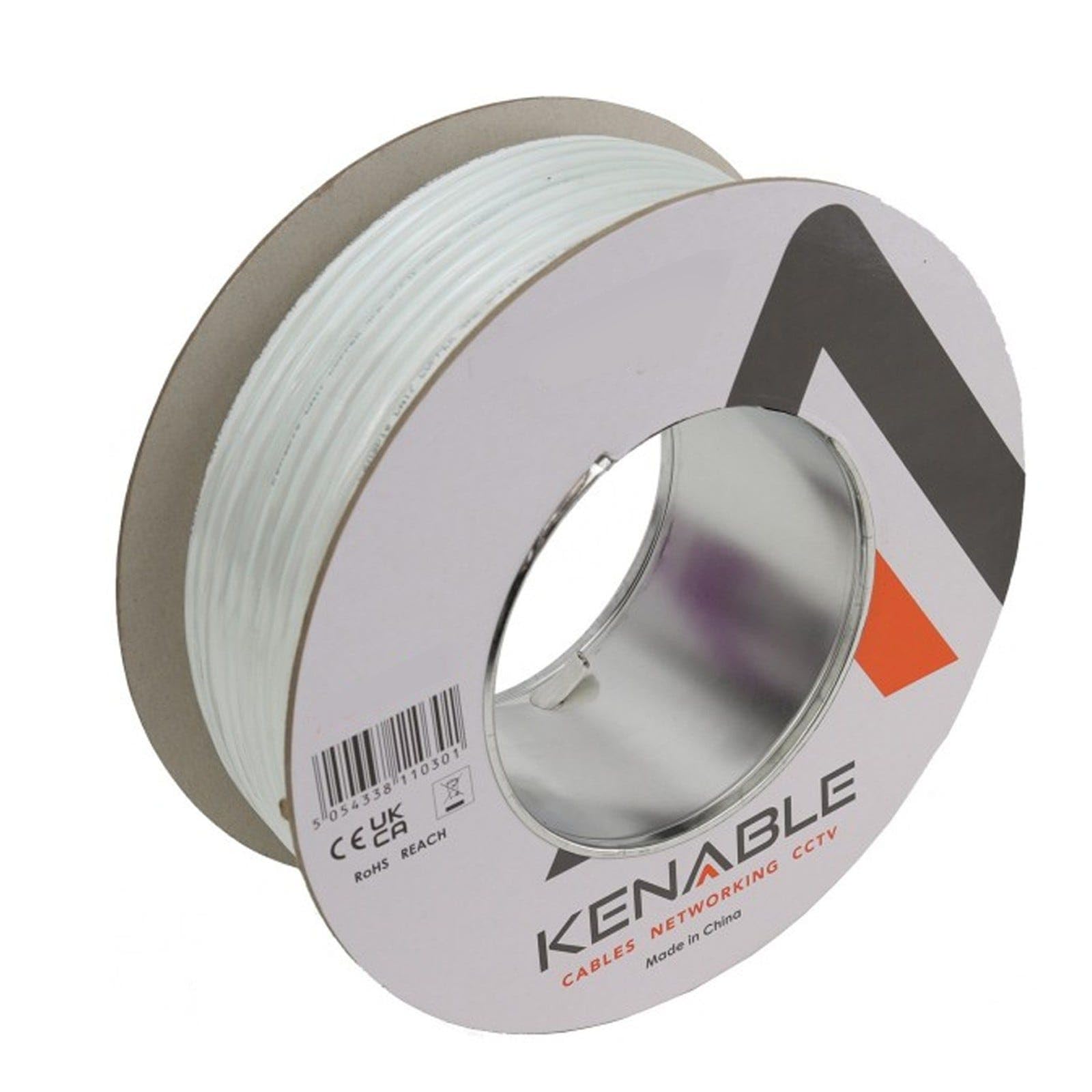 kenable Cable Ethernet Cat6a S/FTP Exterior Cobre Puro Resistente UV Impermeable Carrete 50m Blanco