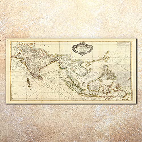 Art mural vintage retro map avec impression haute définition