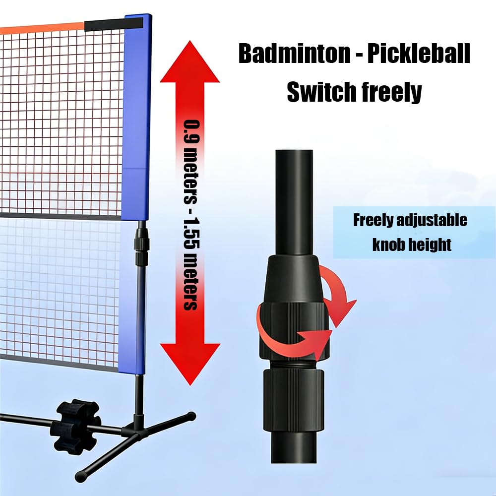 Red Voleibol,Altura Ajustable hasta 5,1 Metros, con Bolsa Portátil, Fácil De Instalar y Desmontar, Adecuado para Diversos Entornos, Ideal para Deportes como Tenis, Pickleball y Voleibol.