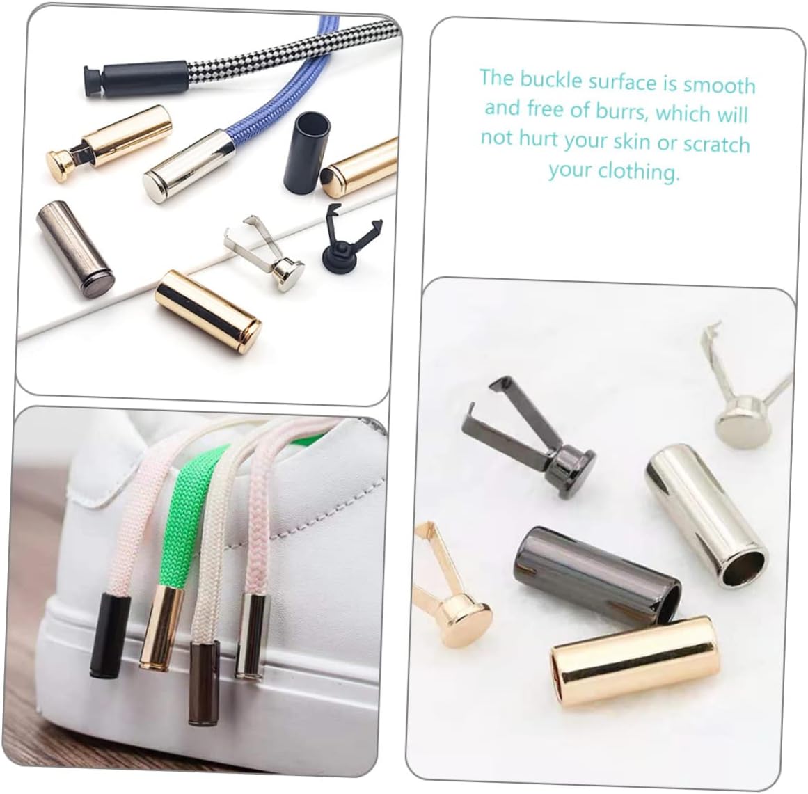 Beatifufu Bright Lanyard Cord Stoppers 40pcs Cord End Cap Toggle Stoppers for Ends Tightening Locks Fashionable Metal Locks