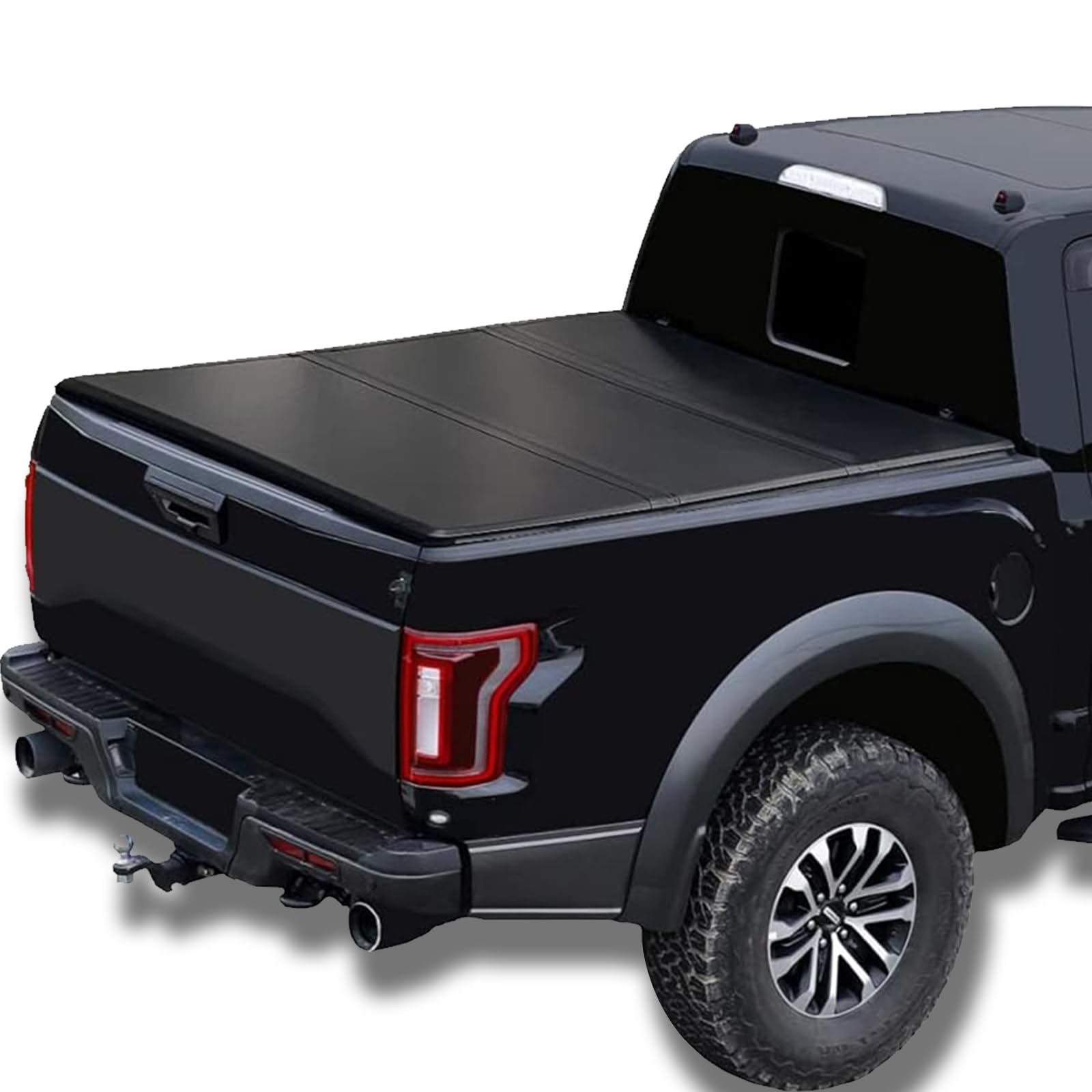 INEXRUD Fiberglass Plastic Hard Tri-Folding 7'Truck Bed Cover Compatible for 2008-2015 Nissan Titan Tonneau Cover | Fit for Factory Utility Track