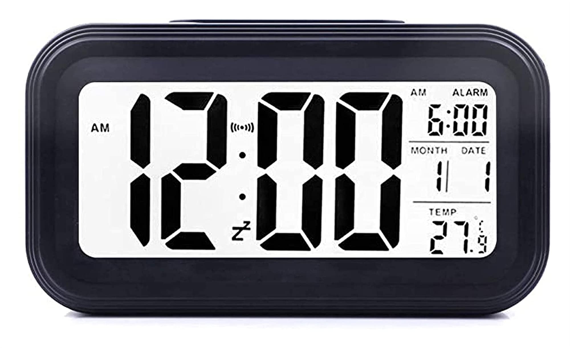 Reloj de alarma digital con pantalla LCD a color y monitor de temperatura de mesa