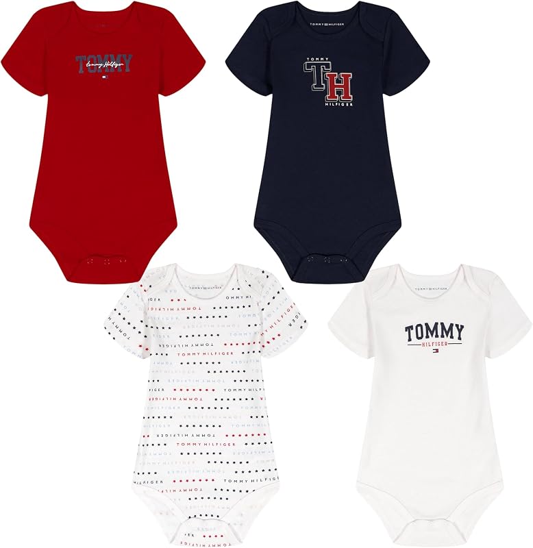 Tommy Hilfiger Baby Boys 4-Pack Short Sleeve Bodysuit