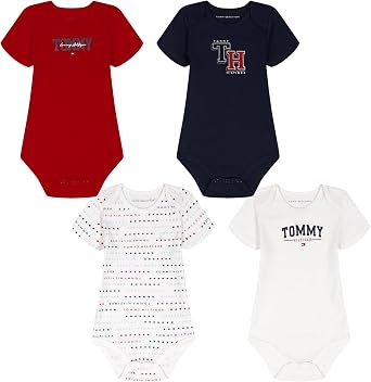 Tommy Hilfiger Baby Boys 4-Pack Short Sleeve Bodysuit