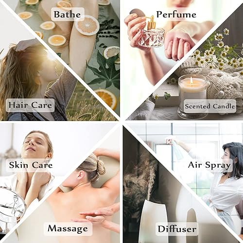 Miniatura 5 de Juego de aceites esenciales de 6 x 0.3 fl oz, aceite vegetal orgánico 100% puro para difusor de masaje, aroma, spa, perfume de yoga, rosa, jazmín,