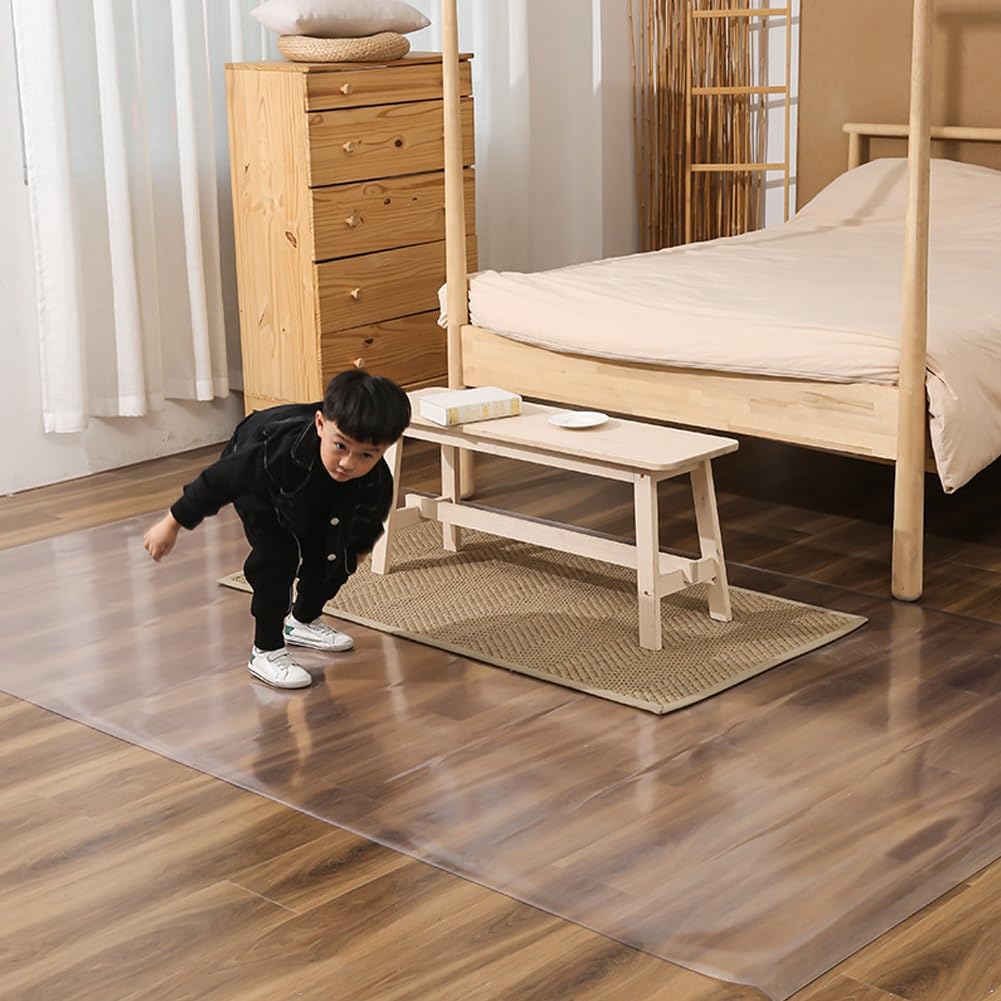 Transparente PVC-Stuhlmatte für Hartholz- und Fliesenböden, robuste, flache Schreibtischunterlage für Rollstühle, nicht kräuselbar, Bürobodenschutz (60 x 160 cm)