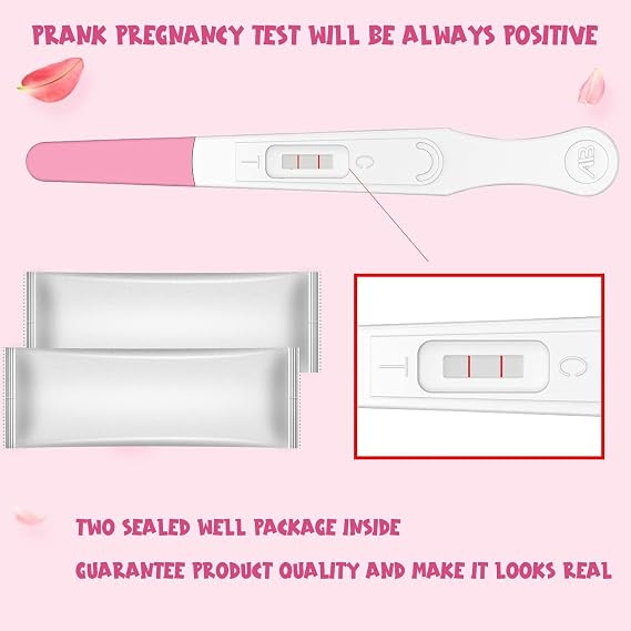 Fake Prank Joke Pregnancy Test Always Positive - April Fool's Day Practical Joke, Prank, Gag, False Pregancy Test Kit, 2 Pack Pink