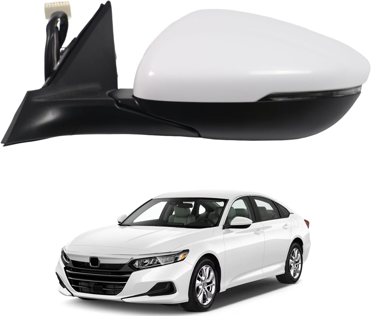 Side Mirror for HONDA ACCORD 2018-2022 Car Door Mirror Fits for HONDA ACCORD 2018-2022 Left Driver Side | Power | Heated |Lamp|BSM |HO1320330| white (LH)