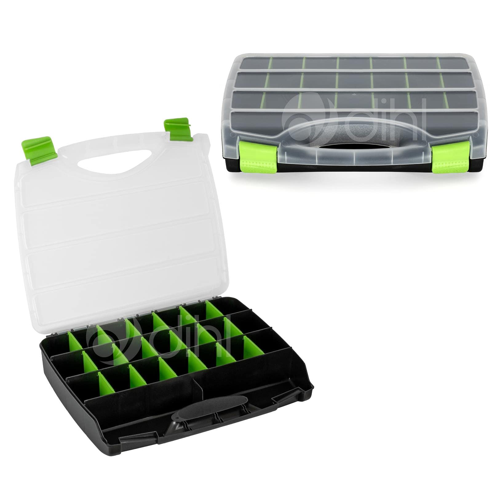 Storage Carry Case Organiser with Handle and 21 Adjustable Compartments for DIY Arts Crafts Tools Screws Fixings