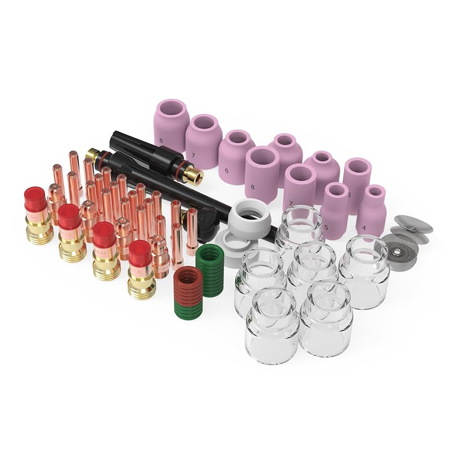 YESWELDER 71Pcs TIG Welding Torch Stubby Gas Lens #12 Pyrex