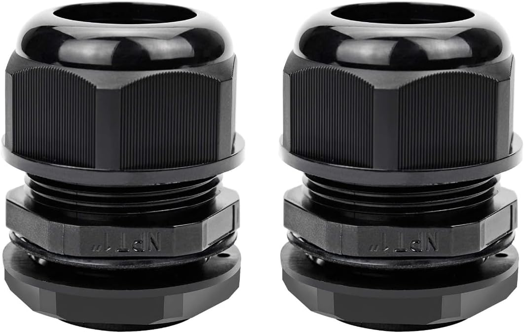 2 Pack Waterproof Cable Gland, NPT 1" Thread(18-25mm),Waterproof Strain Relief Cord Connector Grip,Made of PA66 Material