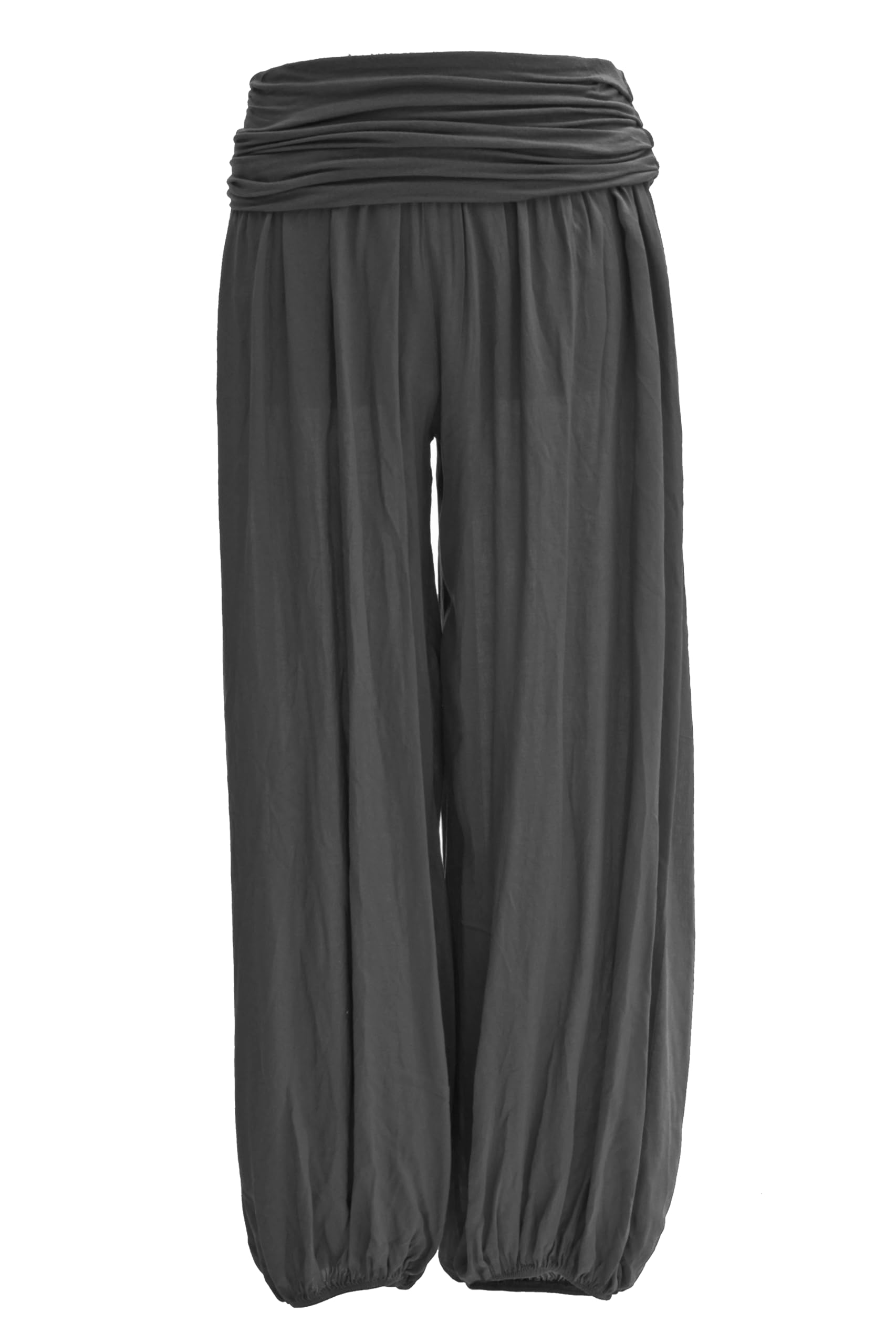 Texture Women's Dark Grey Italian Lagenlook Plain Viscose Boho Harem Ali Baba Trouser Pants Joggers One Size (, One Size)
