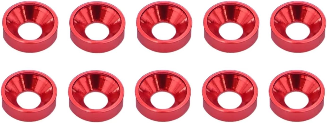 RC Repairs Models For SCX10 For TRX4 10/20Pcs Flat Washer M3 Colourful Anodized Aluminum Countersunk Washer RC Crawler Chassis Shafty MOA Comp Builds(Red,10pcs)