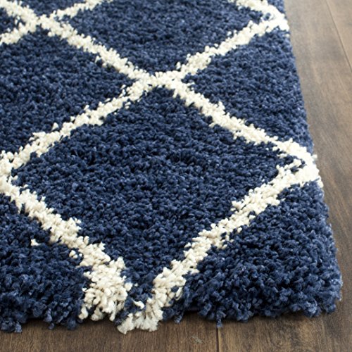 Safavieh Hudson Shag Collection 4' X 6' Navy/Ivory Sgh281C Modern Diamond Trellis Non-Shedding Living Room Bedroom Dining Room Entryway Plush 2-Inch Thick Area Rug #TOP7