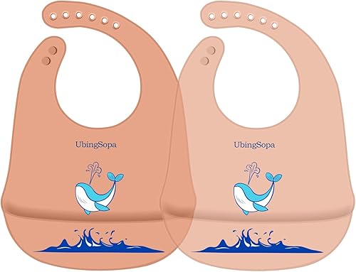 Baberos de silicona para bebés ajustables, suaves, impermeables y duraderos, con gran bolsillo para atrapar alimentos, aptos para la alimentación