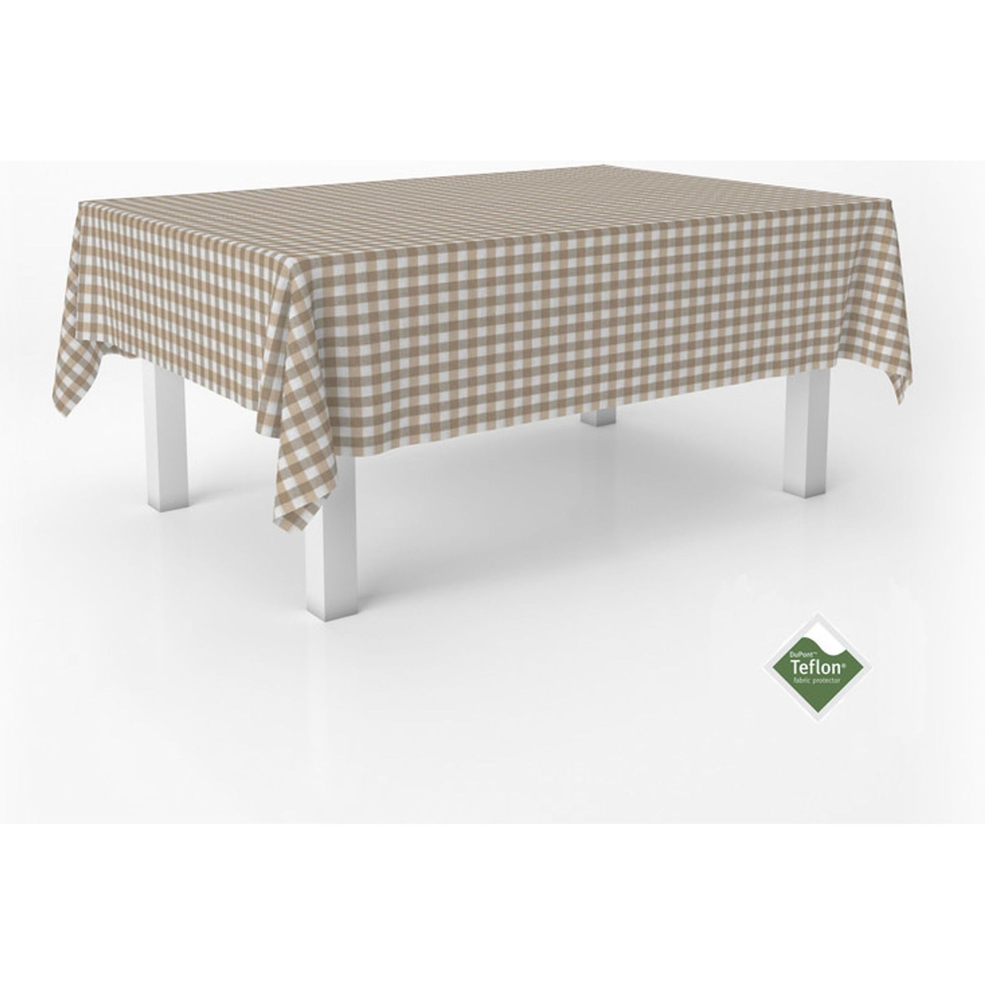 ECOMMERC3 | Stain Resistant Vichy Tablecloth for Rectangular Table Size 240 x 140 cm - Extra Soft and Waterproof Vichy Tablecloth Taupe