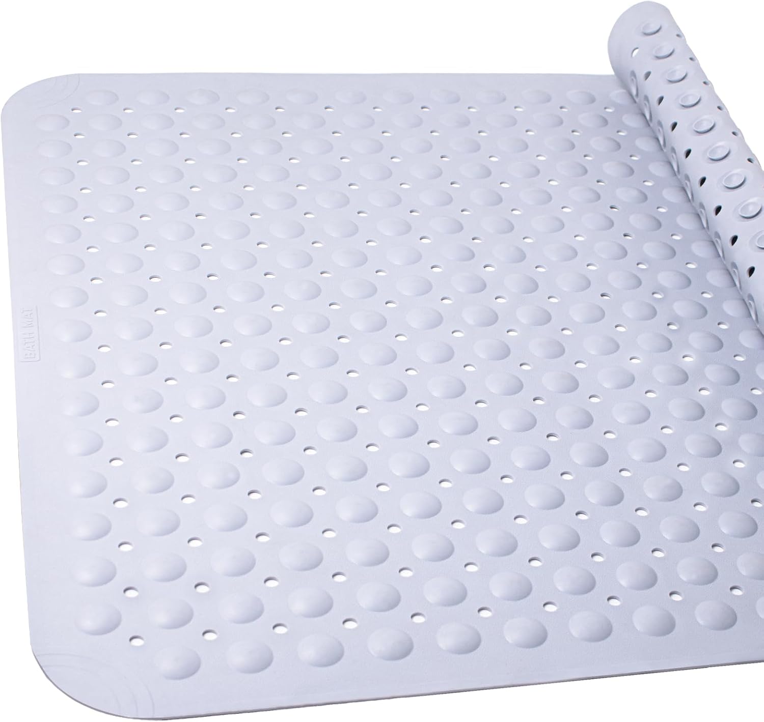 Extra Large Shower Mat Non-Slip(47x32), Walk-in Shower Mat with Big Suction Cups and Drain Holes,Customizable Fit for Floor Drains,Inside Shower Light Gray 47" x 32" (Rectangular)