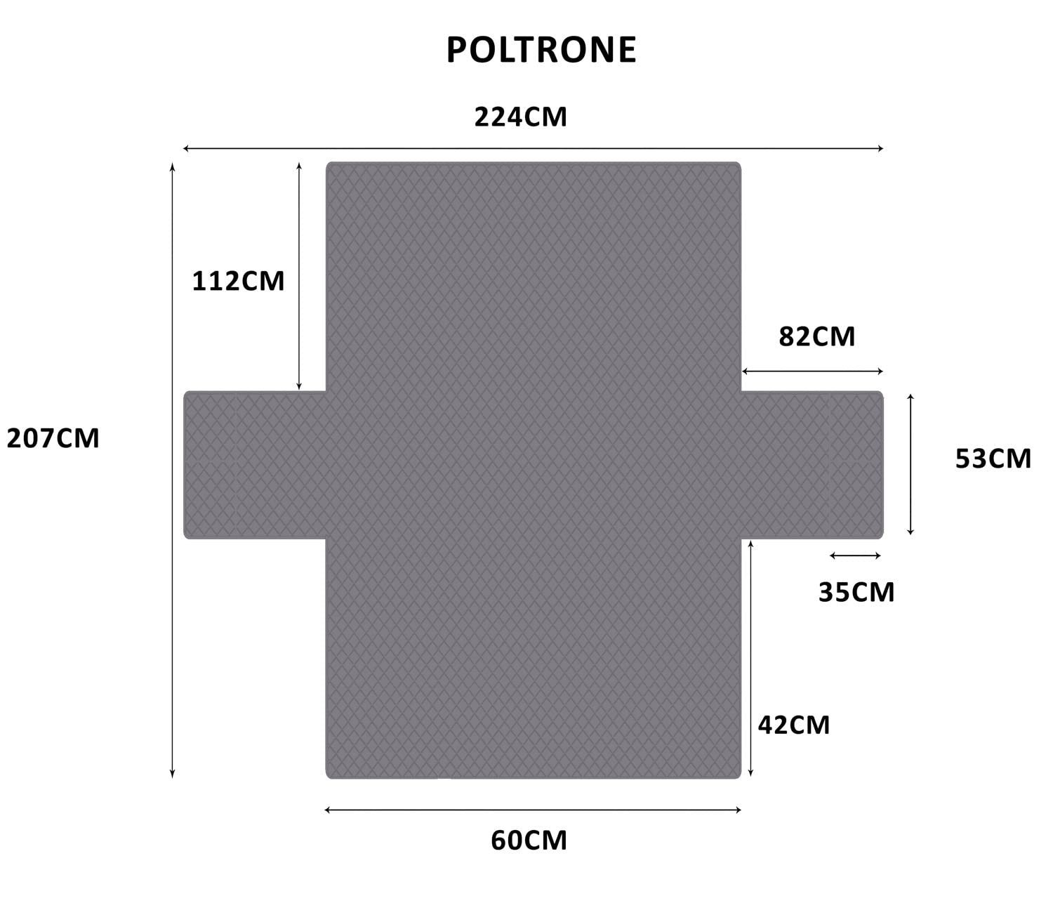Copridivano Salvadivano 1 Posto / Poltrona (60 CM) Impermeabile con Tasche Portaoggetti, Copripoltrona Imbottitura Trapuntato Antigraffio, Copertura Divano Grigio