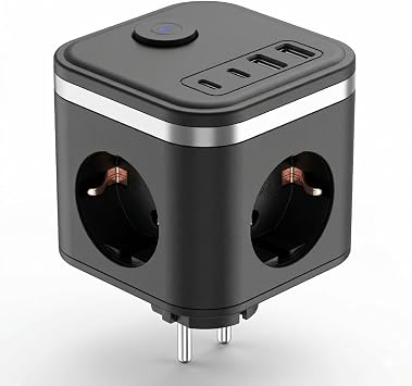 3680W Pro Power 2xType-C ve 2x USB Giri li Anahtarl  3l   o alt c  K p Priz