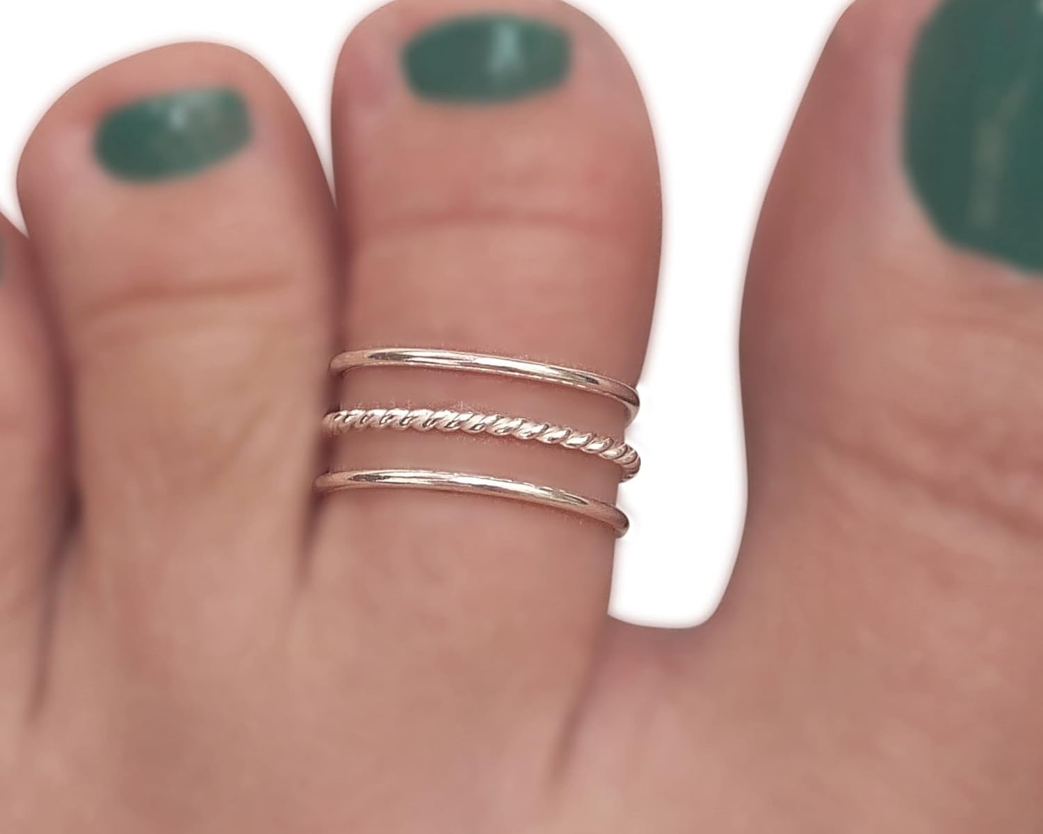 Handmade Silver Triple Band Adjustable Toe Ring, 925 Sterling Silver, Classic 3 Row Dainty Open Toe, Pinky or Knuckle Rings for Women, By MiYa Jewelry Creations (Silver-WideEnds) - Image 8