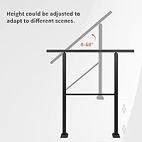 Vista 4 de Pasamanos para escalones al aire libre se adapta a 3-4 escalones, barandilla negra de hierro forjado para rampas, porches, rango de transición