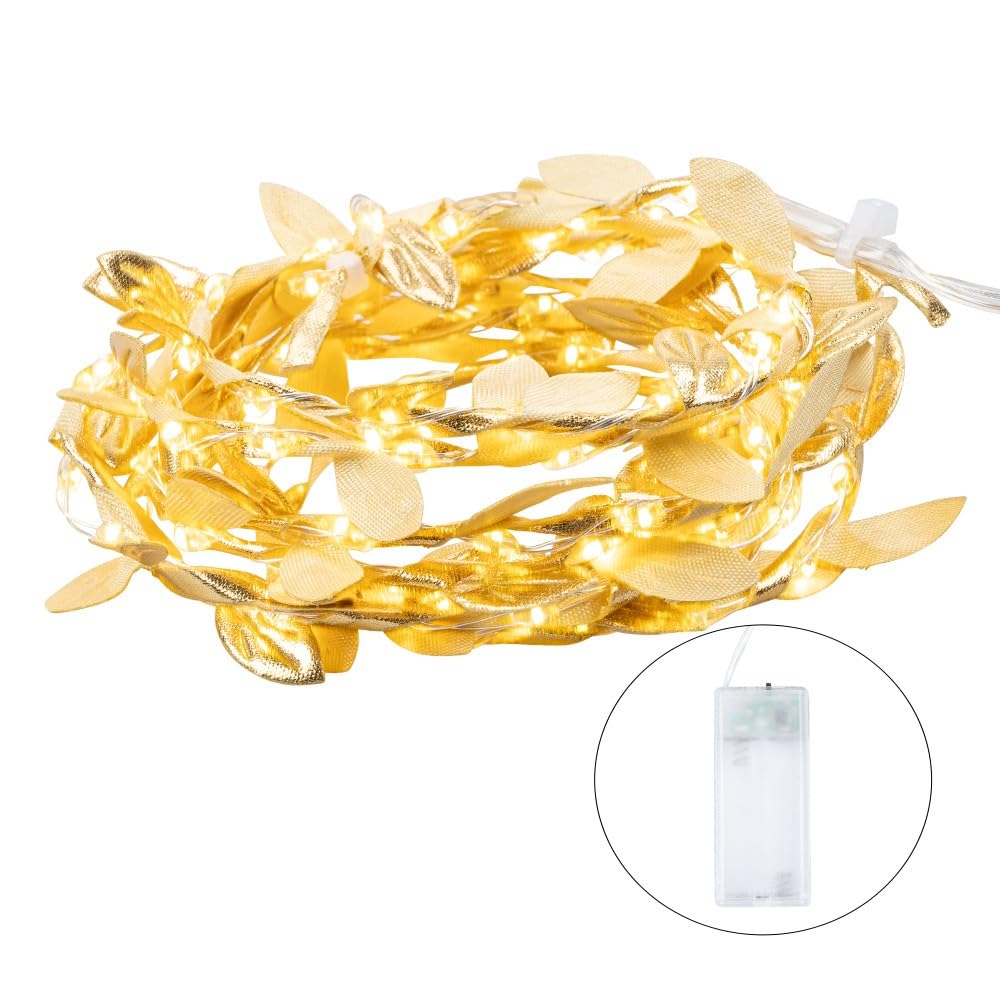 Ideen Mit Herz Catena Luminosa LED A Foglie Dorate – 1,8 M, 100 LED, A Batteria, Con Timer, Per Decorazioni Autunnali E Natalizie - 2