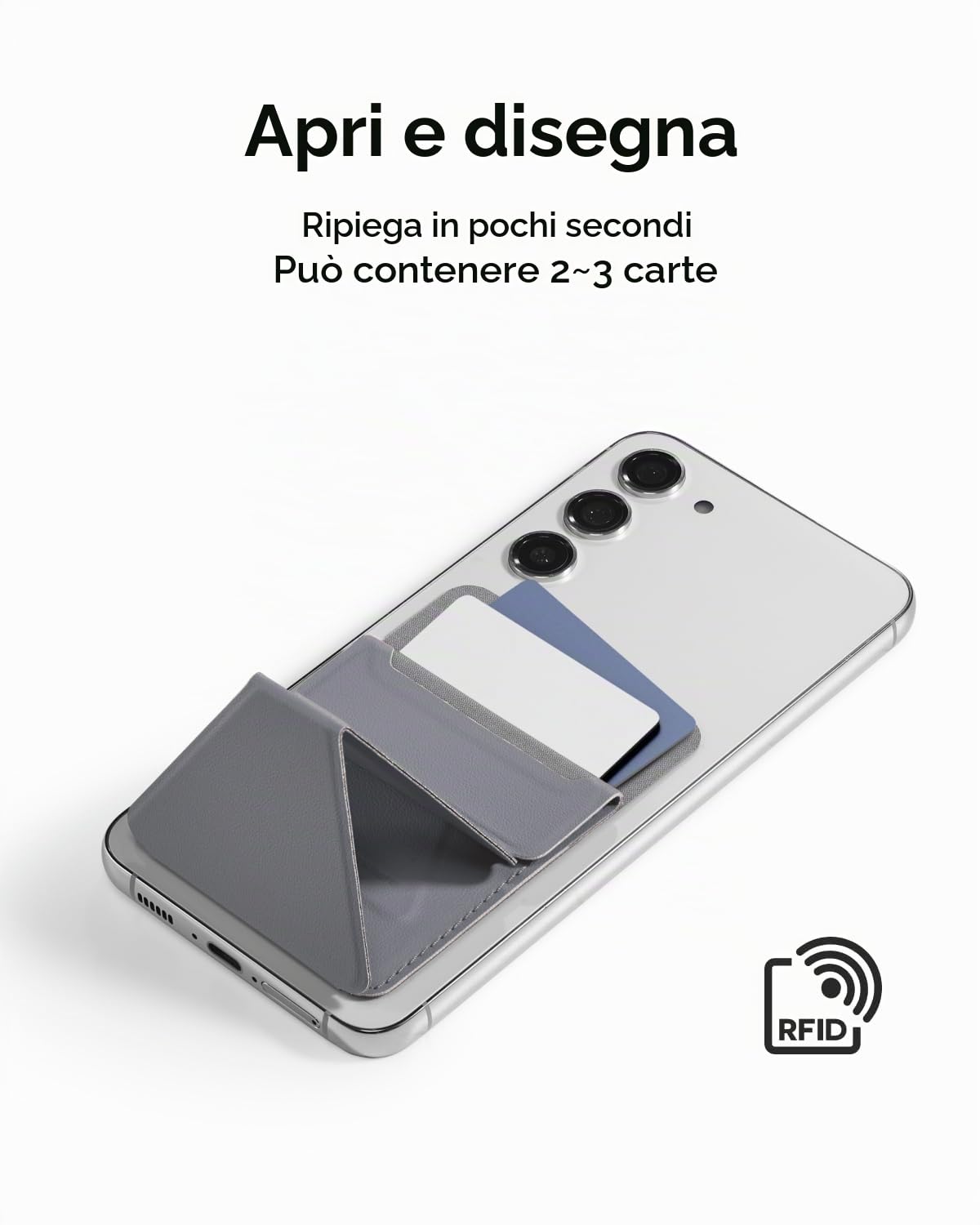 MOFT Portafogli Portacarte per Cellulare, Porta carte Adesivi Supporto per Telefono, Invisibile Adesiva Supporto Cellulare in Pelle Vegana per iPhone Android Smartphone (Jet Black)