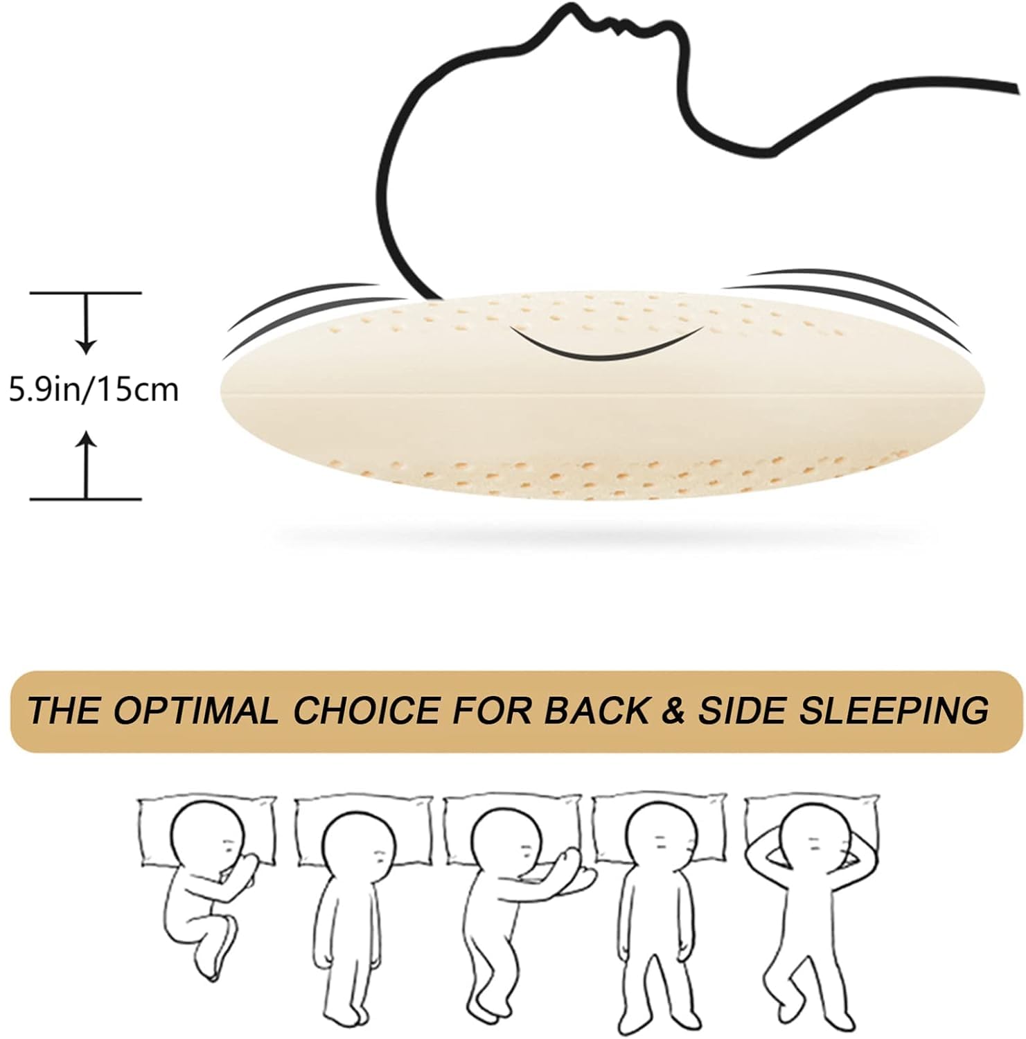 Talatex Dunlop, Cuscino in lattice naturale al 100%, aiuta ad alleviare la pressione, il dolore al collo e alle spalle, senza sostanze chimiche in memory foam, confezione regalo perfetta (rigidità