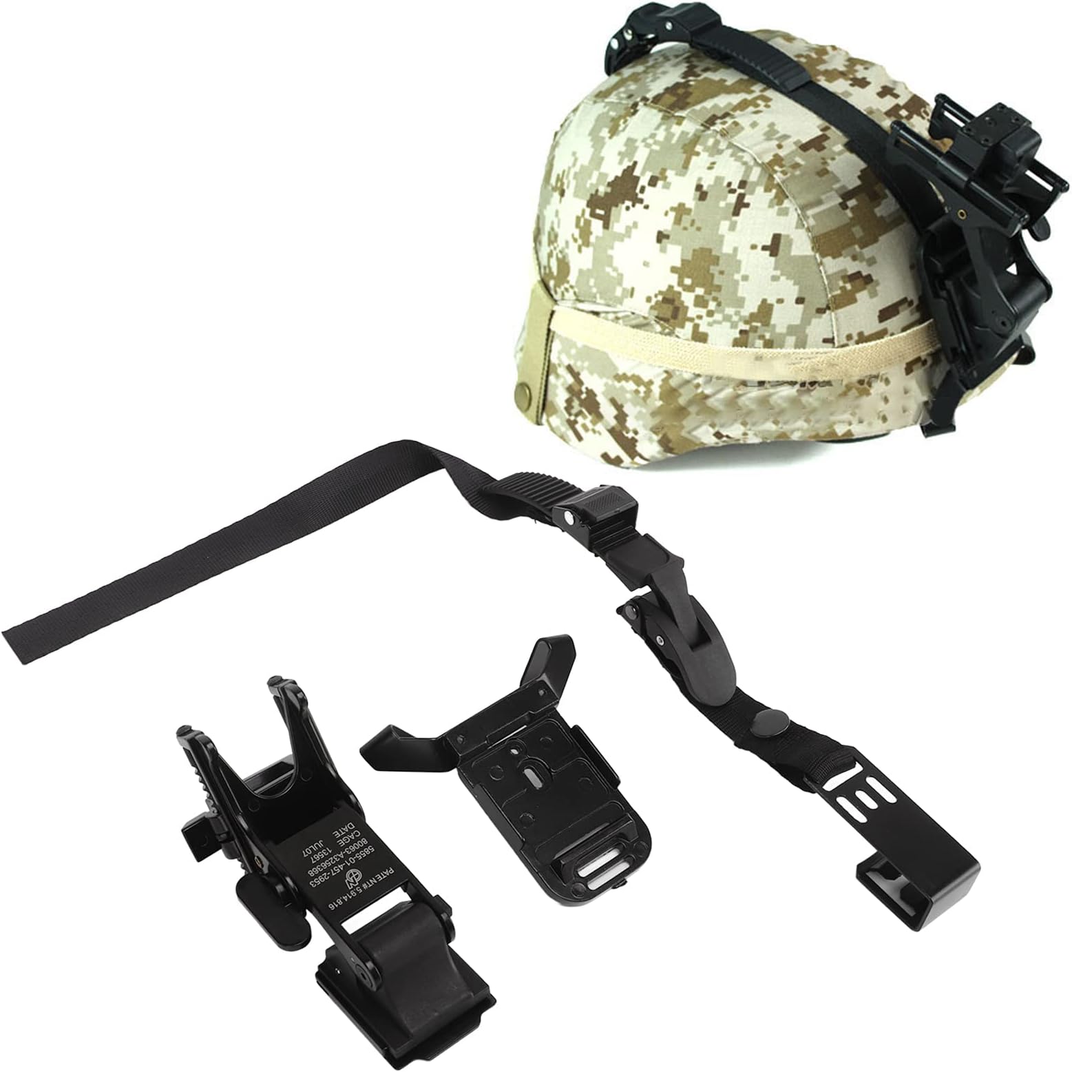 ChreesNVG Helmet Mount Bracket Aluminum Alloy Night Vision Goggles Helmet Mounting Bracket (MICH Bracket + Pull Rope + Tipper)