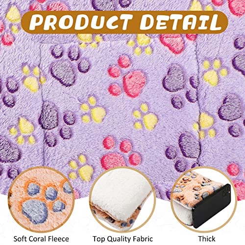 5 Pcs Guinea Pig Bed Mat Cute Cats Paw Print Blanket Bed For Small Animal Winter Soft Plush Bunny Dog Cat Bed Thickened Washable Reversible Fleece Crate Bed Mat Hamster Bedding (13 X 18.5 Inch) #TOP3