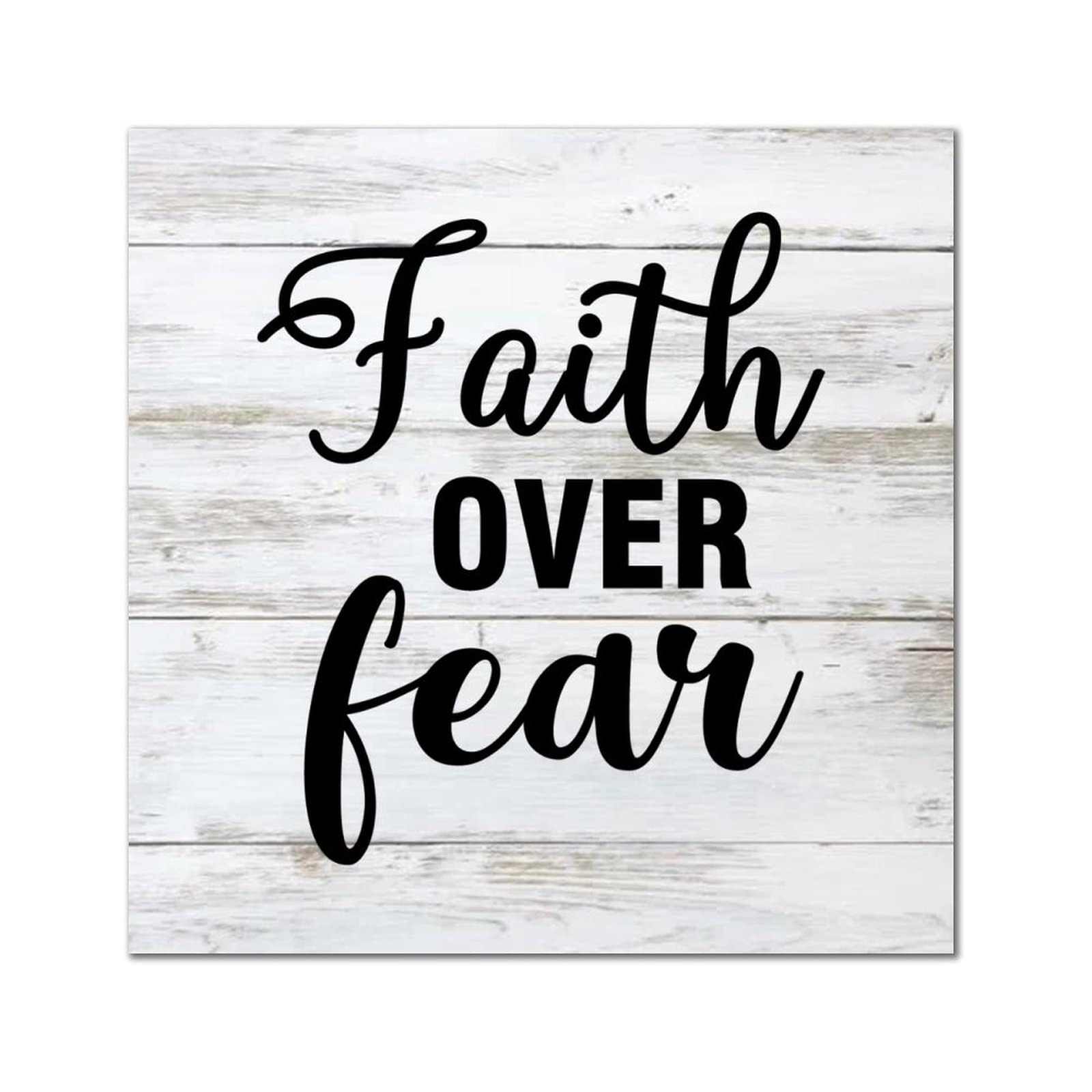 Cadre Faith Over Fear en bois rustique : le cadeau idéal de crémaillère